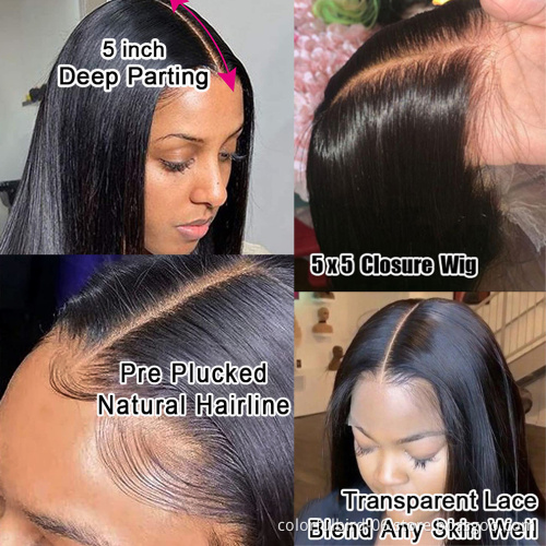 Wholesale Indian Remy Human Hair Wig with Closure Brazilian lace Closure front Wig 5*5 loose body Wave human hair wig